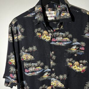Vtg Men’s Campia American Flag Button Up Shirt M Patriotic 4th of July Hawaiian